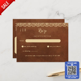 Terracotta Gold Lace Wedding RSVP für passende Inv Postkarte