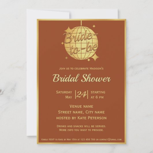 Terracotta gold marokkanisches Brautparty Einladung (Vorderseite)