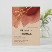 Terracotta Gold Moderne, stilvolle Hochzeit im Her Einladung (Stehend Vorderseite)