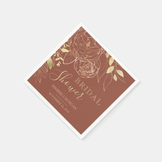 Terracotta & Gold Modernes Brautparty Napoleon Serviette (Ecke)