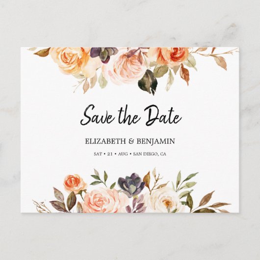 Terracotta Gold Orange Save the Date Postkarte (Vorderseite)