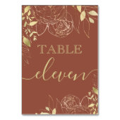 Terracotta & Gold Peony Moderne Hochzeit mit Flora Tischnummer (Rückseite)