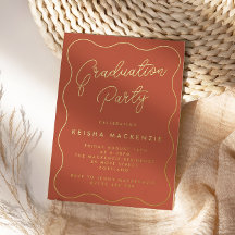 Terracotta & Gold Squiggle Graduation Party