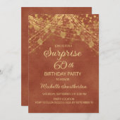 Terracotta Gold String Lights Überraschung 60. Einladung (Vorne/Hinten)