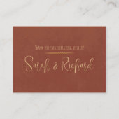 Terracotta & Gold Warm Boho Luxe Romantische Hochz Platzkarte (Rückseite)