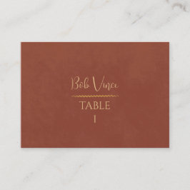 Terracotta & Gold Warm Boho Luxe Romantische Hochz Platzkarte