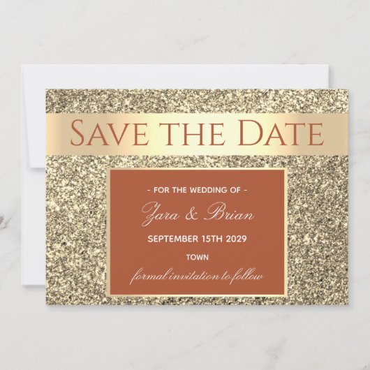 Terracotta Gold Wedding Save The Date (Vorderseite)