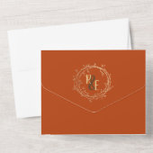 Terracotta Gold Wreath Wedding All In One Einladung (Rückseite)