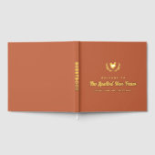 Terracotta Golden Hen Wreath Gästebuch (Voll)