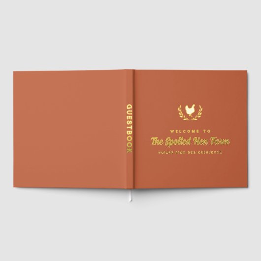 Terracotta Golden Hen Wreath Gästebuch (Voll)