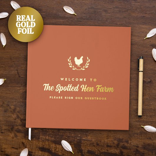 Terracotta Golden Hen Wreath Gästebuch