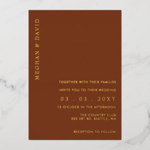 Terracotta Goldene Hochzeitsreise zur Alp Locarno Folieneinladung