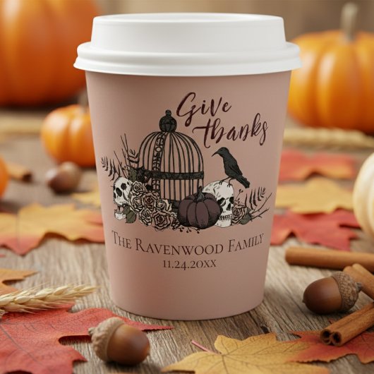 Terracotta Gothic Skulls & Rose Danke Fall Pappbecher