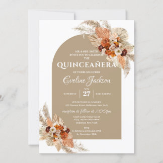 Terracotta-Granatapfelgras Quinceañera Einladung