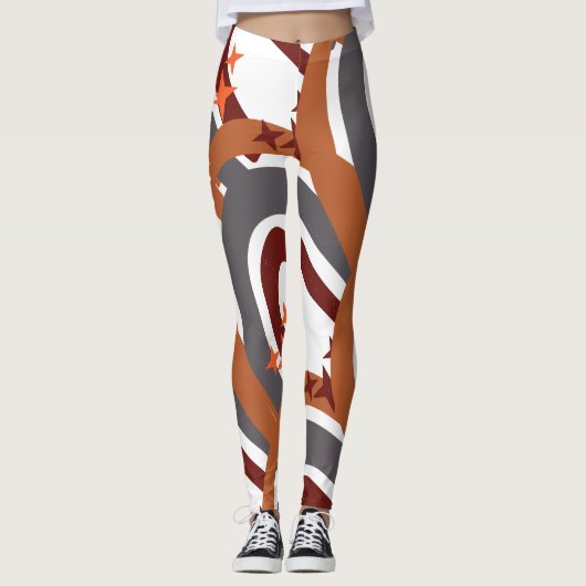 Terracotta Grau Bohemisch Rainbow Personalisiert # Leggings (Vorderseite)