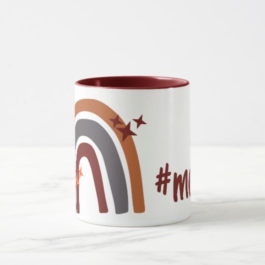 Terracotta Grau Bohemisch Rainbow Personalisiert # Tasse (Zentrum)