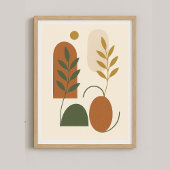 Terracotta & Green Abstrakt Botanische Minimalisti Poster