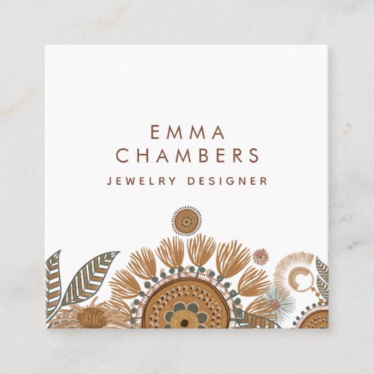 Terracotta Green Jewelier Designer Quadratische Visitenkarte (Vorderseite)