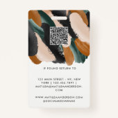 Terracotta green modern minimal photo abstract ausweis (Rückseite)