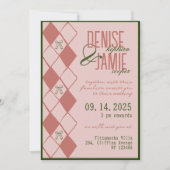 Terracotta & Green Raute Bow Preppy Hochzeit im He Einladung (Vorderseite)