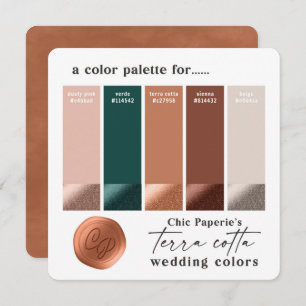 Terracotta Green Rustic Wedding Color Card Einladung