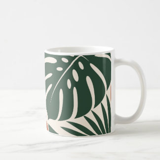Terracotta Green Tropical Leaf Silhouette Kaffeetasse