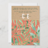 Terracotta Green Watercolor Blätter Kraft Wedding Einladung (Rückseite)