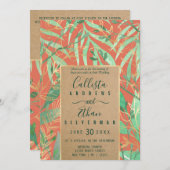 Terracotta Green Watercolor Blätter Kraft Wedding Einladung (Vorne/Hinten)
