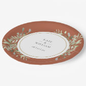 Terracotta Greenerity Foliage Wedding Pappteller (Schrägansicht)