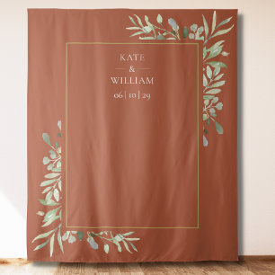 Terracotta Greenerity Wedding Foto Stand Hintergru Wandteppich