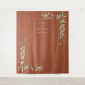 Terracotta Greenerity Wedding Foto Stand Hintergru Wandteppich (Vorderseite)