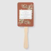 Terracotta Greenerity Wedding Program Hand Fan Fächer (Vorderseite)