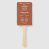 Terracotta Greenerity Wedding Program Hand Fan Fächer (Rückseite)