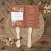 Terracotta Greenerity Wedding Program Hand Fan Fächer
