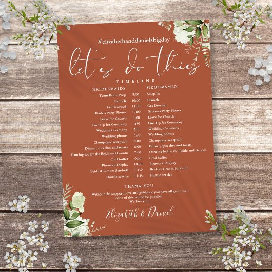 Terracotta Greenerity Wedding Zeitplan Zeitplan Programm