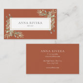 Terracotta Greenery Gold Geometric Beruflich Visitenkarte (Vorne/Hinten)