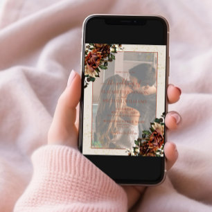 Terracotta Greenery Vellum Overlay Foto Wedding Einladung