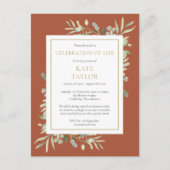 Terracotta Grüne Feier zum Leben Einladung (Vorderseite)