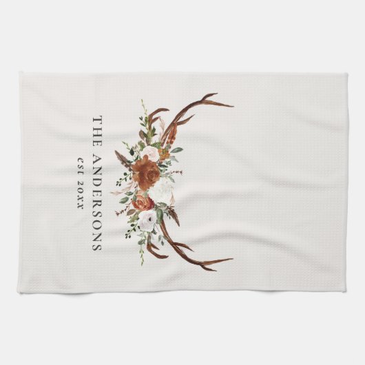 Terracotta, grüne Jungwasserfarbe Geschirrtuch (Horizontal)