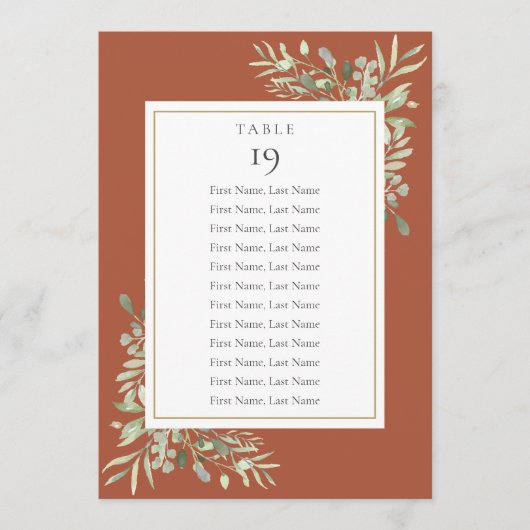 Terracotta Grüne Sitzkantine Tischnummer (Vorderseite)