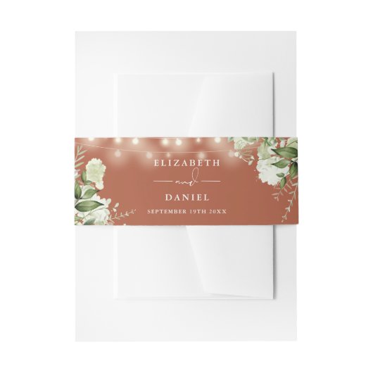 Terracotta Grüne Strandlampen Hochzeit Einladungsbanderole (Vorderseite Beispiel)