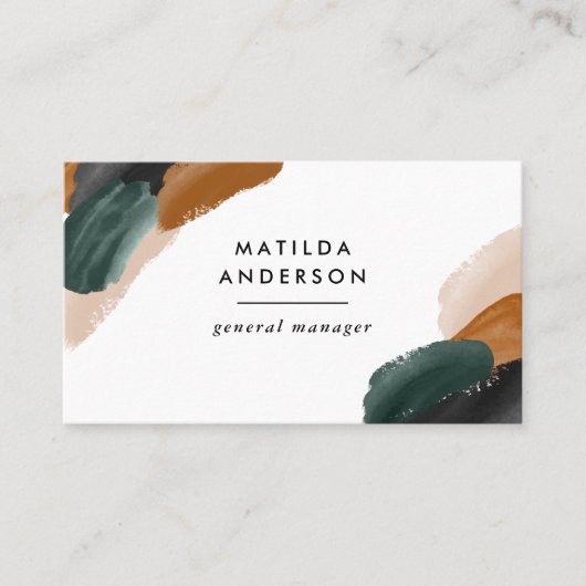 Terracotta, grüner abstrakter, moderner QR CODE Visitenkarte (Vorderseite)