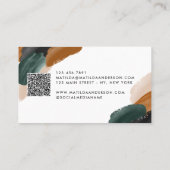 Terracotta, grüner Schwarz, abstrakt, moderner QR Visitenkarte (Rückseite)