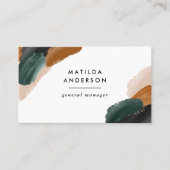 Terracotta, grüner Schwarz, abstrakt, moderner QR Visitenkarte (Vorderseite)