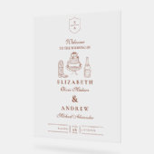 Terracotta Hand Drawn Funky Western Doodle Wedding Acrylschild (Winkel)