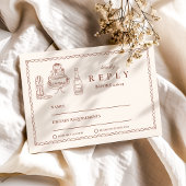 Terracotta Hand Drawn Funky Western Doodle Wedding RSVP Karte