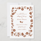 Terracotta Hand Drawn Whimsical Wildblume Hochzeit Einladung (Vorderseite)
