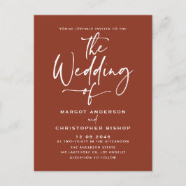 Terracotta Hand Lettered Calligraphy Boho Wedding Einladungspostkarte