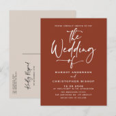 Terracotta Hand Lettered Calligraphy Boho Wedding Einladungspostkarte (Vorne/Hinten)