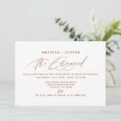 Terracotta Hand Lettered Foto Wedding Verlobung Einladung (Stehend Vorderseite)
